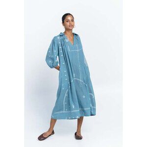 NWT World of Crow Relaxed Fit Midi-Dress Blue Sz (L) Oversize Lagenlook Coastal